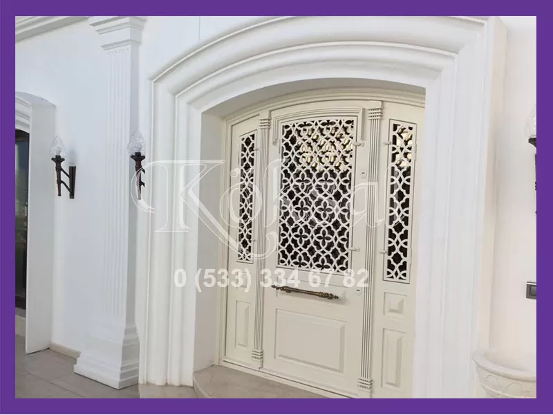 beyaz ferforje apartman giriş kapıları